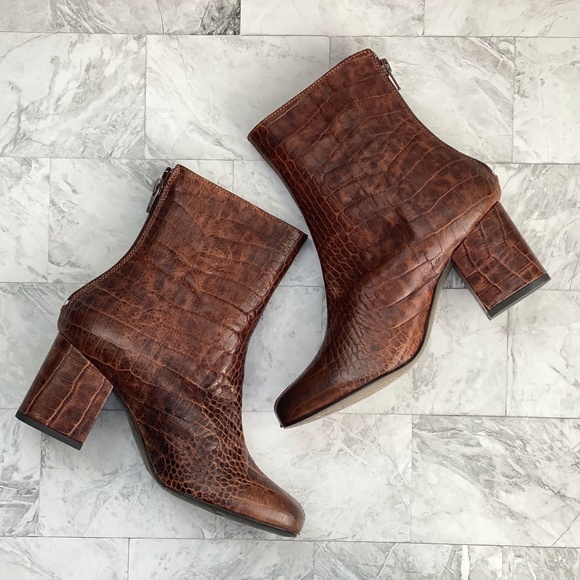Free People Shoes - NEW Free People Cecile Croc Embossed Booties